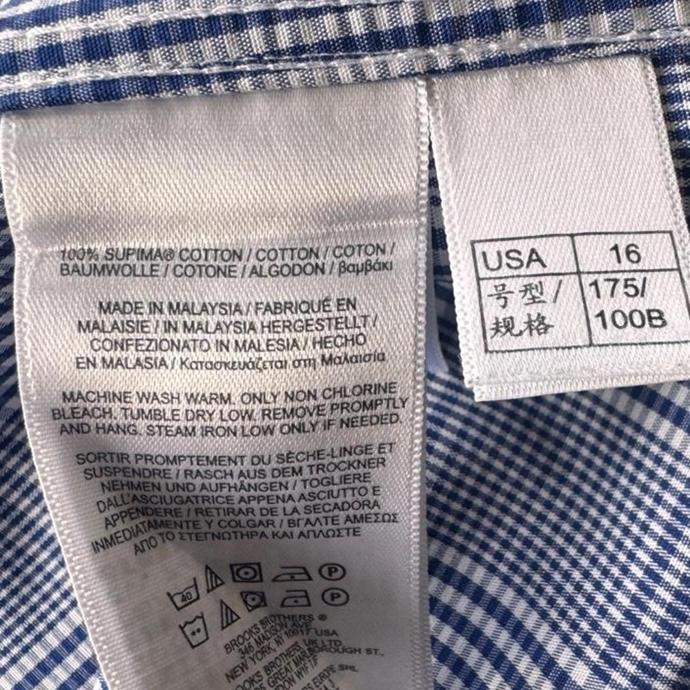 Brooks Brothers Regent Non-Iron Blue White Check Checkered Dress Shirt 16-34 - Picture 4 of 6